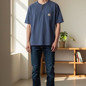 Carhartt Men's Navy Henley Shirt